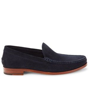 Bashwood Handmade Navy Blue Suede Leather Loafers